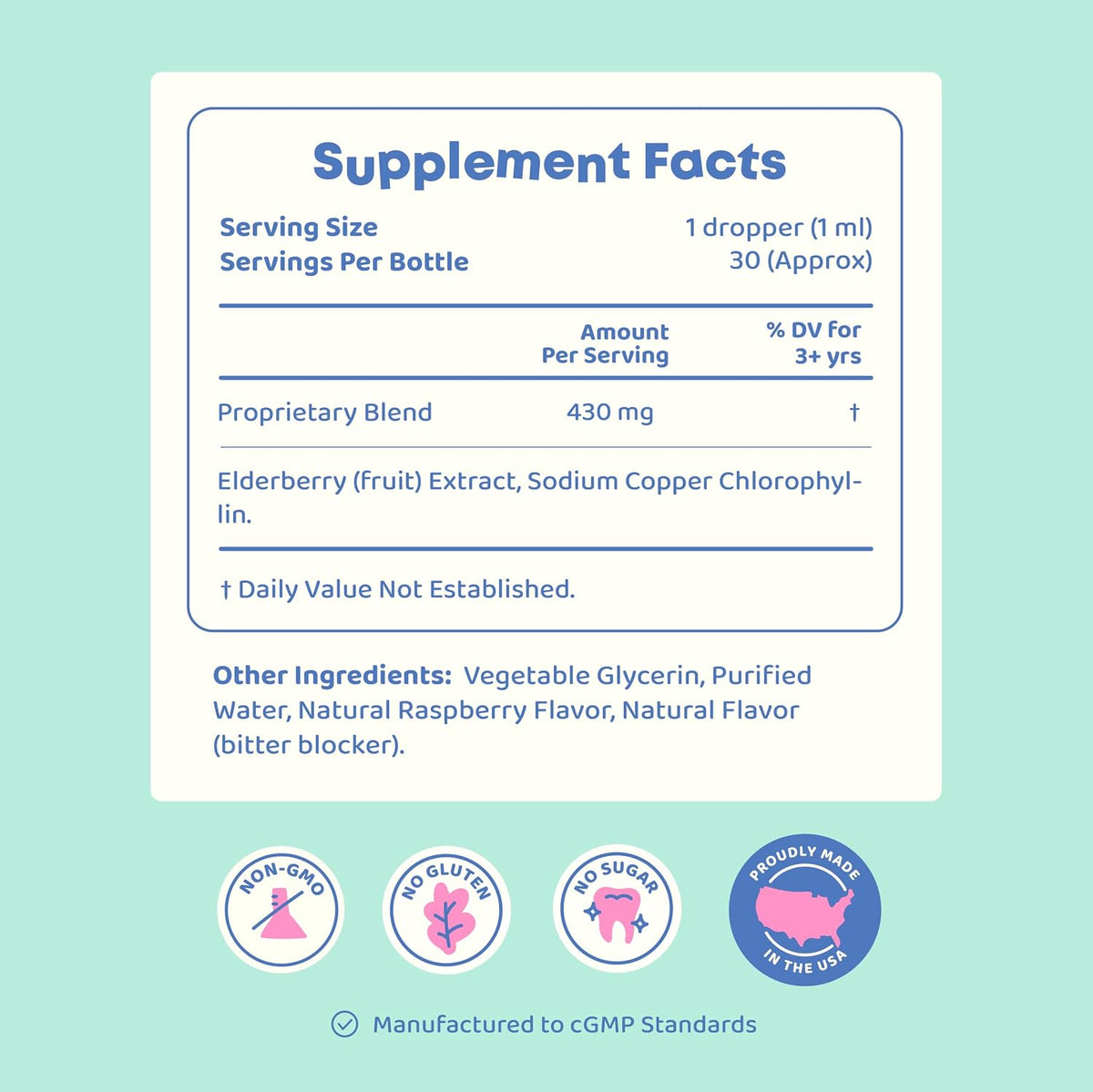 JoySpring Liquid Chlorophyll Drops for Kids | Super Greens for Kids Infused with Elderberry & Chlorophyll for Bad Breath | Sugar Free Body Deodorizing Supplement (1 fl oz, Berry Flavor, 30 Servings)