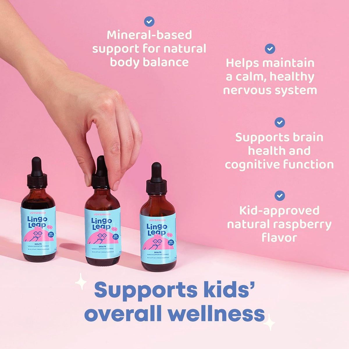JoySpring LingoLeap – Liquid Kids Formula with Zeolite Clinoptilolite, Methylated B12 & Vitamin D3 | Gentle Daily Support for Kids’ Wellness | Ages 3+ | (1fl oz) 30 Servings
